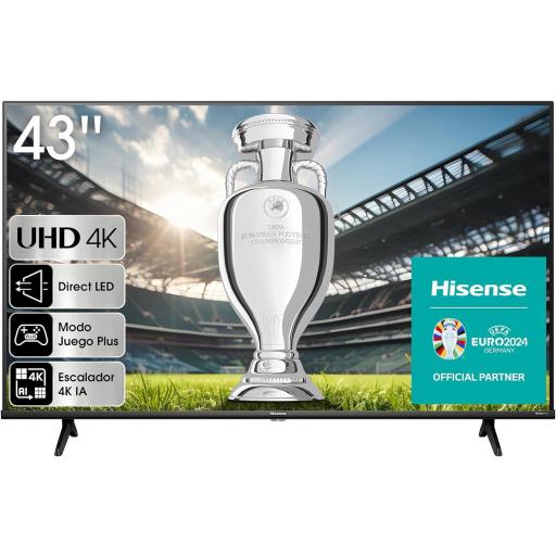 Hisense TV- UHD 4K Smart TV de 43 Pulgadas Televisor, Dolby Vision, Modo Juego Plus, DTS Virtual X, Control por Voz televisor (2023) [Clase de eficiencia energética F]