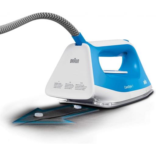 Centro planchado BRAUN  5,5 bares, Suela SuperCeramic, freeGlide 3D, 110g/min, golpe de vapor de 340g/min, auto-off, tanque de agua de 1.5L. Azul. [3]