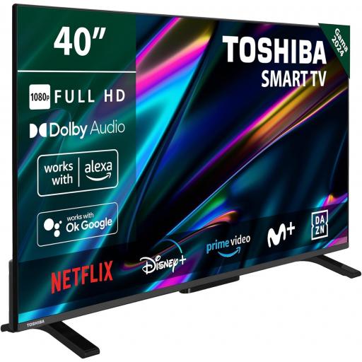 TV toshiba 40" Smart Tv con Resolución Full HD (1920 x 1080), HDR, Compatible con Asistente de Voz Alexa y Google, Bluetooth [Clase de eficiencia energética E]