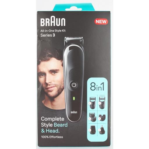 Afeitadora multifunción - Braun Series 3 Barba y pelo, Recortadora 8 En 1, 7 accesorios, Autonomía 80 min  [3]