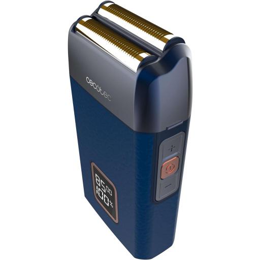  Afeitadora Laminar con Cuerpo de Cuero Cecotec Motor 9000RPM, 3 Velocidades, Cuchillas de Titanio, Pantalla LED con% de Batería y RPM, Autonomía 2h, Tapa [1]