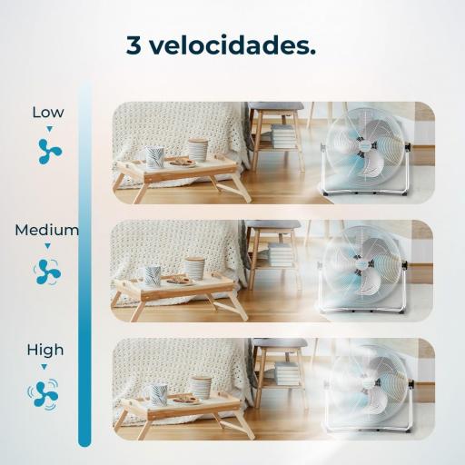 Ventilador Industrial Cecotec 120 W, 3 Aspas Metálicas de 20" (51 cm), Motor de Cobre, 3 Velocidades, Inclinación Ajustable, Acabado Cromado [3]