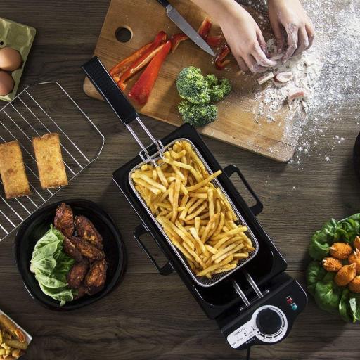  Freidora Eléctrica Cecotec de 3L 2000W, Acero inoxidable, Filtro OilCleaner, Cuerpo, Cubeta [3]