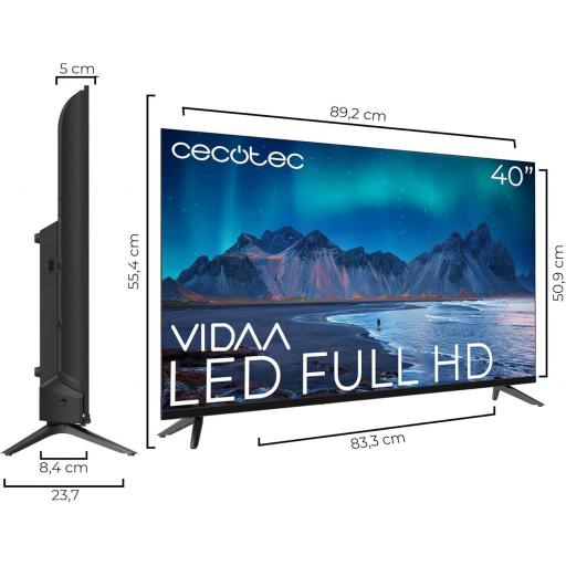  Televisor LED Cecotec Smart TV 40 Pulgadas Resolución Full HDSmart TV VIDAA, Dolby Audio, Smart TV VIDAA, WiFi Integrado, Chromecast, 3 HDMI y 2 USB, Altavoces 16W  [1]