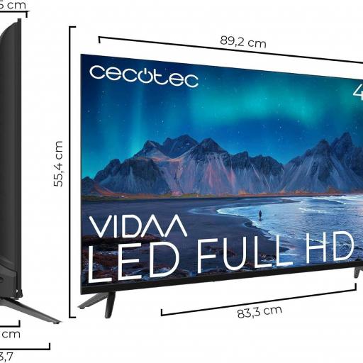 Televisor LED de 40 Pulgadas Cecotec Smart TV, Resolución Full HD A5 Series . TV VIDAA, Dolby Audio, Smart TV VIDAA, WiFi Integrado, Chromecast, 3 HDMI y 2 USB, Altavoces 16W