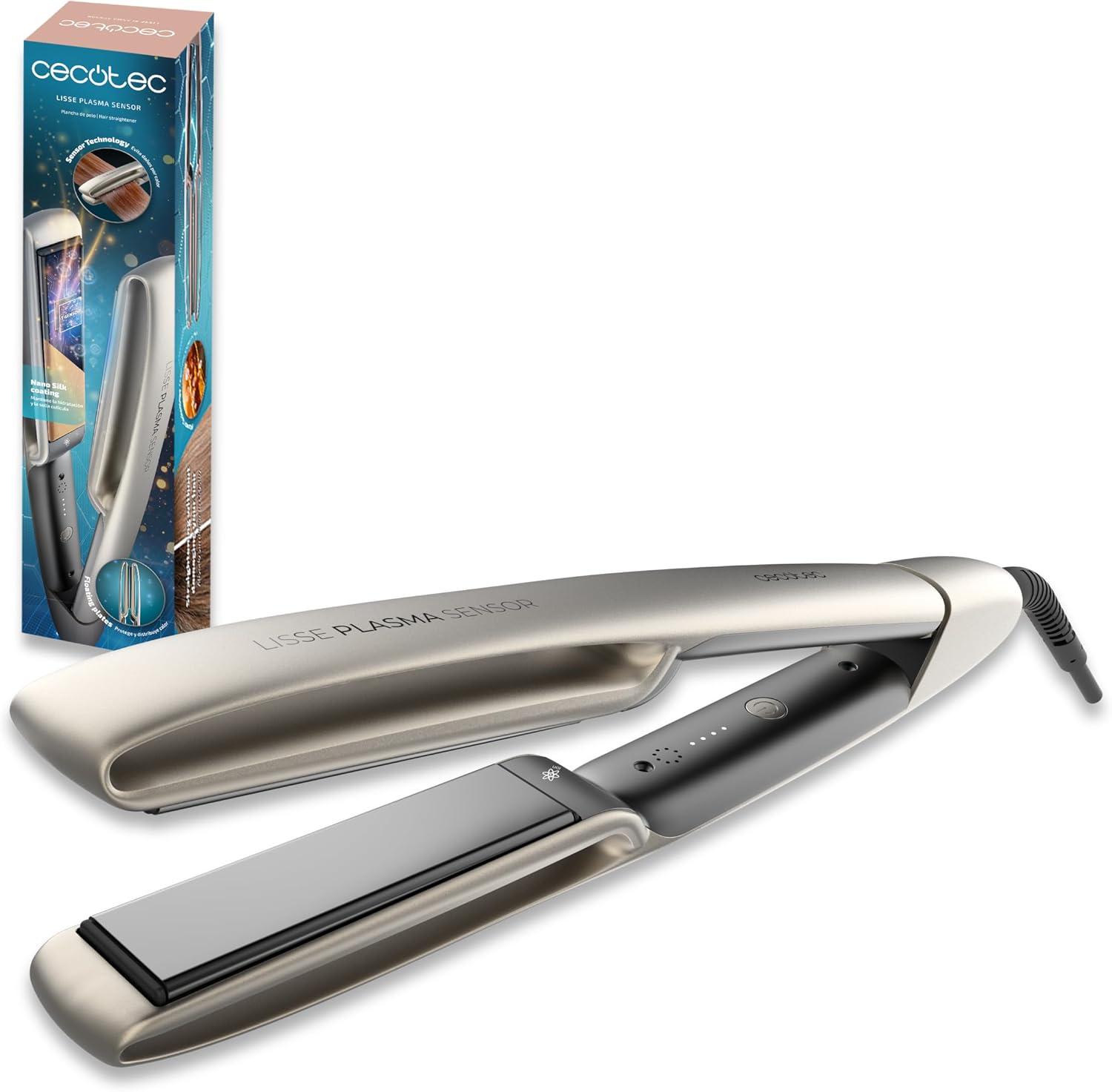 Plancha de Pelo Cecotec Sensor Inteligente y Placas Flotantes - Lisse Plasma Sensor. Tecnología Sensor y Plasma, Revestimiento NanoSilk, Temperatura 160º-220ºC, Punta Fría, Función Autoapagado