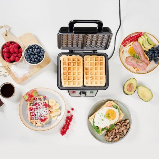 Gofrera Tristar  - 1000W, Capacidad 2 Gofres, Antiadherente, Termostato, Acero Inox [3]