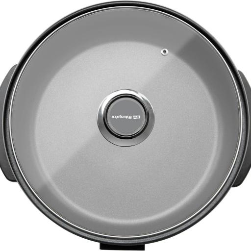 Orbegozo  Cazuela Eléctrica Multiusos 1500W 36cm Diámetro 5L Superficie Antiadherente Tapa de Cristal Termostato Regulable Desmontable Asas Tacto Frío Ideal Paellas Pizzas Tortillas [2]