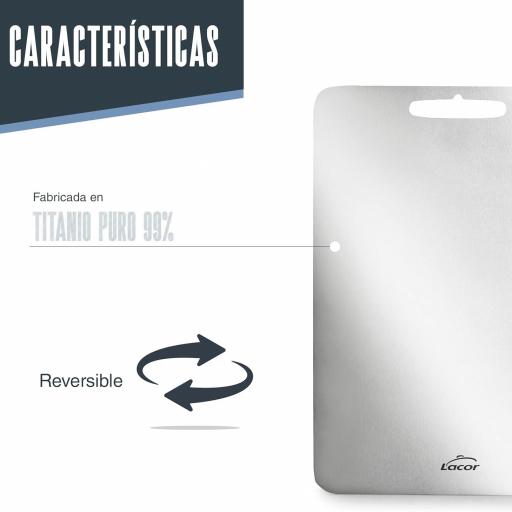 Tabla de Cortar Titanium, Titanio Puro 99%, 25 x 36 cm | Superficie de corte higiénica y estable; una pieza versátil y resistente, pensada para el uso continuado en cualquier cocina