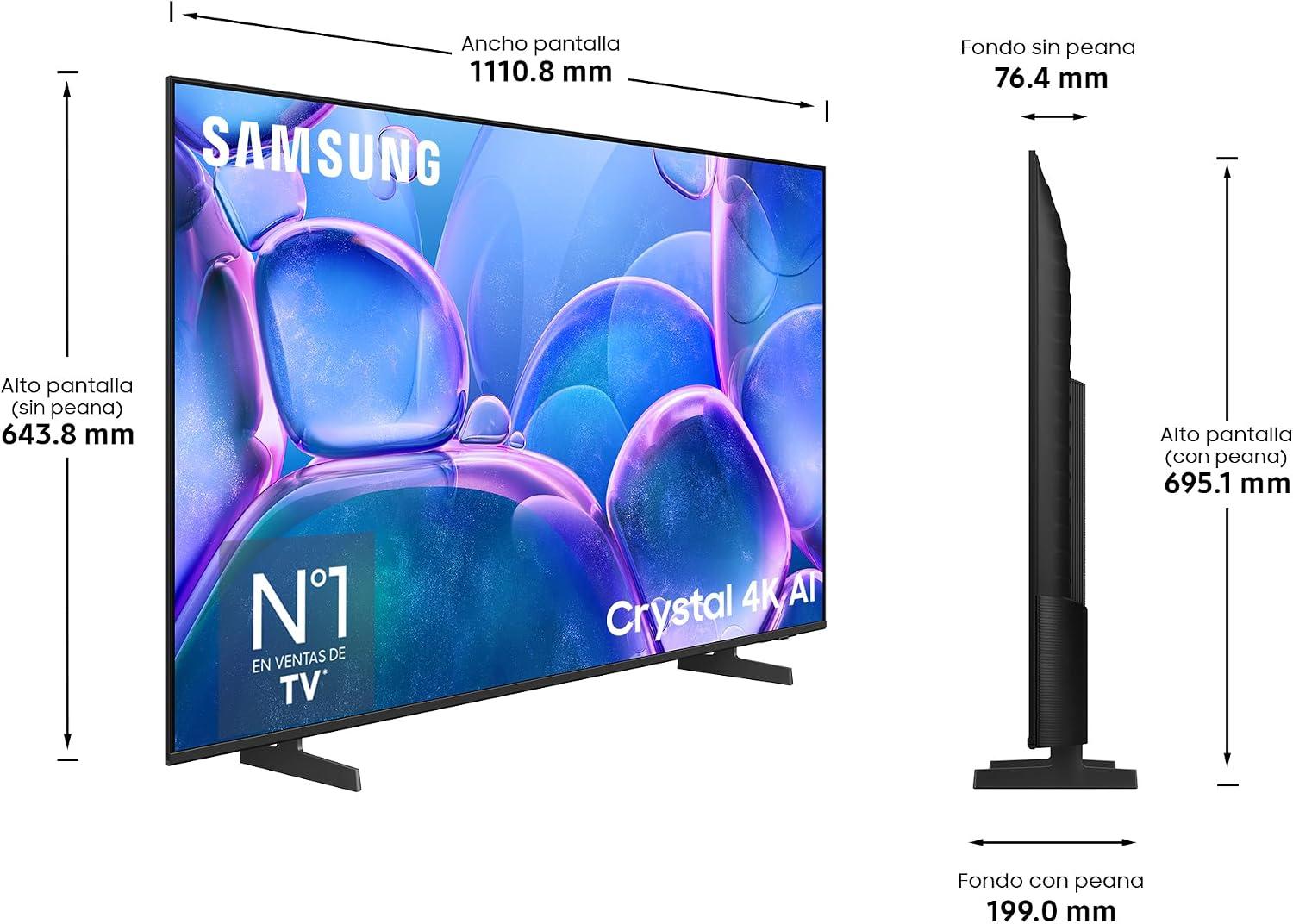 TV Samsung 50" LED - 4K Crystal UHD, Smart TV Tizen, Altavoces 20 W, HDR10+, ALLM