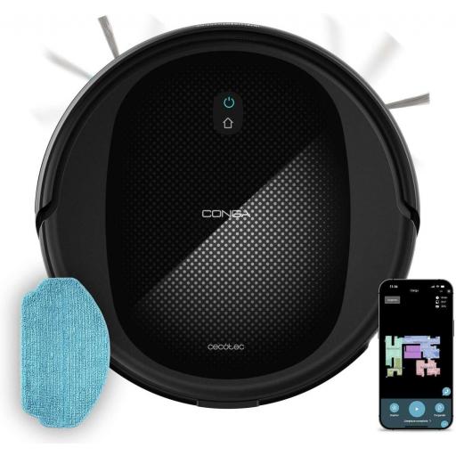 Robot Aspirador Conga Cecotec Navegación Giroscópica Ordenada, 7000Pa Presión de Succión, Autonomía 160 Minutos, Sensores Anticaídas y Cepillo Multifunción, TotalSurface, App Control