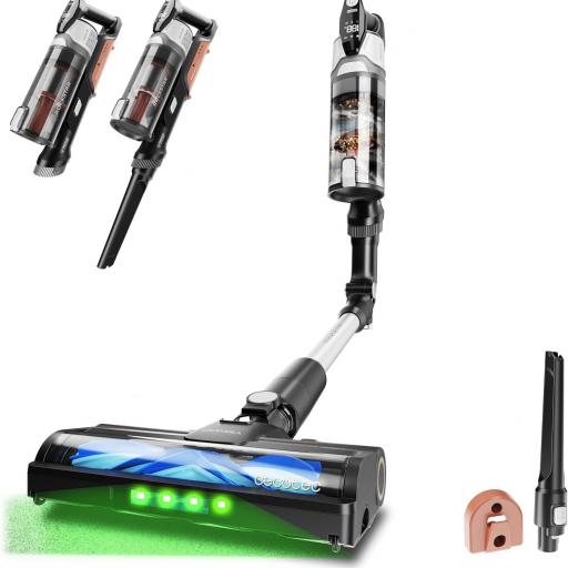  Aspiradora Escoba sin Cable Cecotec . 240W, Potencia de Succión 80AW y 20kPa, Cepillo Antienredos Hairless, Autonomía 45mins, Luz LED Verde, Tubo Flexible, Diseño Ligero [0]