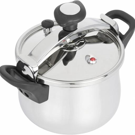 JATA HOGAR  - Olla Express a Presión Rápida de 10 litros de acero inoxidable. 3 sistemas de seguridad. Apta para todo tipo de cocinas, incluida inducción. Súper rápida. Fácil uso