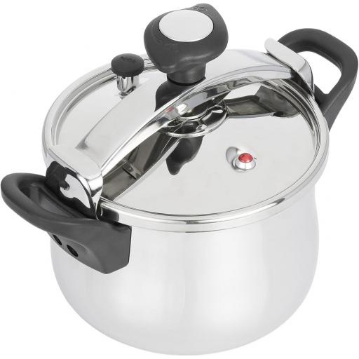 JATA HOGAR - Olla Express a Presión Rápida de 4 litros de acero inoxidable. 3 sistemas de seguridad. Apta para todo tipo de cocinas, incluida inducción. Súper rápida. Fácil uso [0]