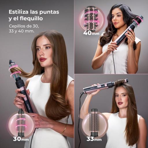 Cecotec Cepillo de Aire Moldeador con 10 Cabezales . 1100W, Función Rotativa, Tecnología Iónica, Revestimiento Cerámico, 3 Modos de Velocidad y Temperatura, Punta Fría [1]