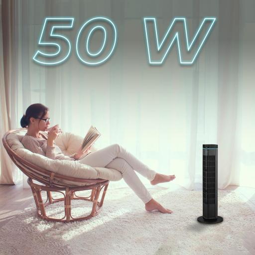 Ventilador de Torre  Cecotec  de altura de 73cm, 50 W de potencia, De pie, 3 Modos y 3 Velocidades, Temporizador 8h, Oscilación 90º. [1]