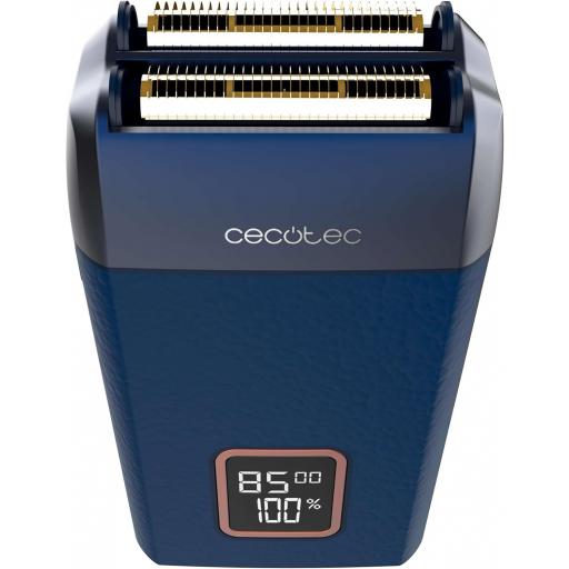  Afeitadora Laminar con Cuerpo de Cuero Cecotec Motor 9000RPM, 3 Velocidades, Cuchillas de Titanio, Pantalla LED con% de Batería y RPM, Autonomía 2h, Tapa [2]
