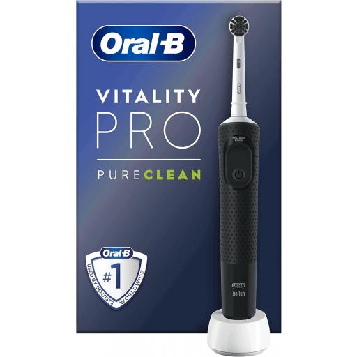 Oral-B Vitality Pro Cepillo Eléctrico Negro, Con 1 Cabezal, Diseñado Por Braun