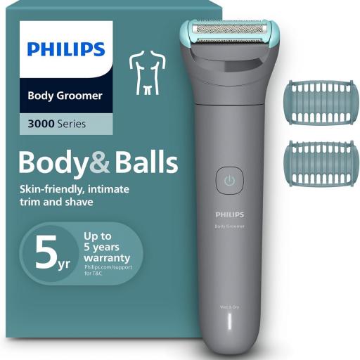 Afeitadora Corporal series Philips  3000 - Depiladora Masculina con sistema de protección, Recorta y depila zonas íntimas, Afeitado suave y apurado, 100% impermeable, 80 min. de autonomía,  [3]