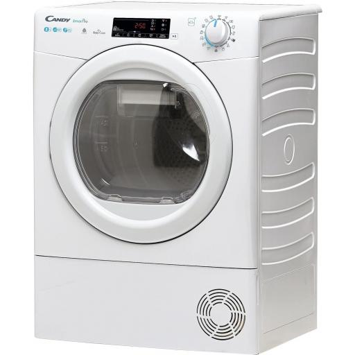  Secadora Candy Bomba Calor 8kg  Pantalla Smart Text, WiFi, App hOn, 7 Ciclos Cortos, Cajón Condensación 5L, Planchado Fácil, Inicio 24H, 67DB, Clase A++, Blanco  [1]