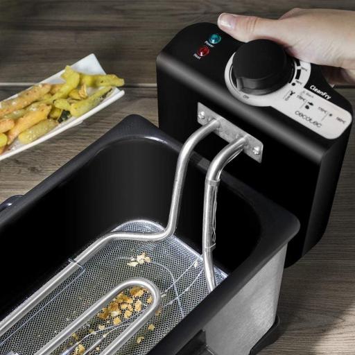  Freidora Eléctrica Cecotec de 3L 2000W, Acero inoxidable, Filtro OilCleaner, Cuerpo, Cubeta [2]