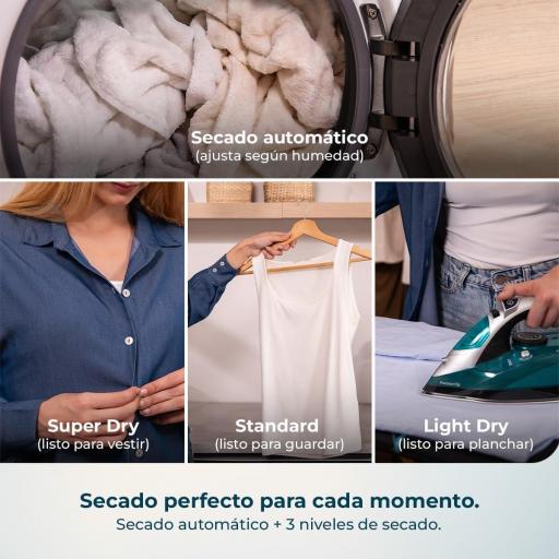  Secadora bomba de calor blanca Cecotec  con capacidad de 8kg, clase E (Equivalente a la antigua clase A++), 15 programas con secado automático y funciones Spa Care, Antiarrugas, 4 niveles de intensidad de secado, luz interior, Delay Star [2]