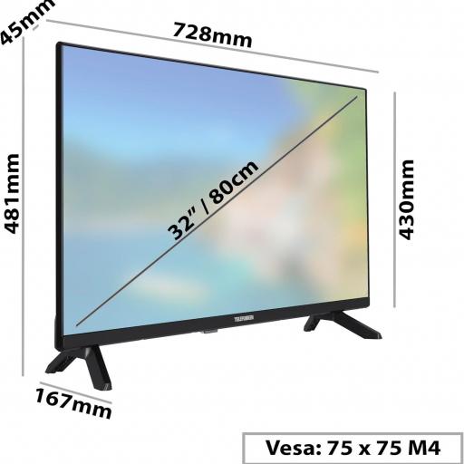 TV Telefunken 32" Android TV 32 Pulgadas Resolución HD, Diseño sin Marcos, HDR10, Bluetooth, Chromecast Integrado, Compatible con Google Assistant y Alexa [1]