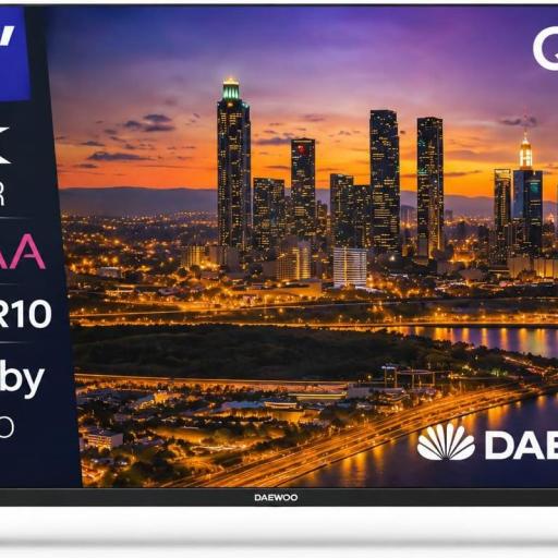 TV Daewoo 50 Pulgadas  Smart TV  QLED 4K UHD, HDR10, Dolby Audio, Bluetooth, HDMI 2.1, Diseño Sin Marcos (Frameless), Funciones de accesibilidad, Gama 2026 [Clase de eficiencia energética E] [1]