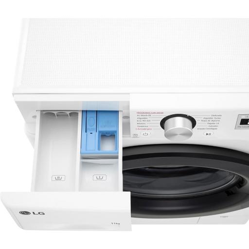 Lavadora carga frontal  LG  11 kg, 1400 rpm, Clase A-10%11 programas, AI Direct Drive™, Steam™, Blanco [3]
