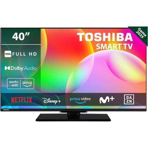 Tv Toshiba Smart TV de 40", con Resolución Full HD (1920 x 1080), HDR, Peana Central, Compatible con Alexa [1]