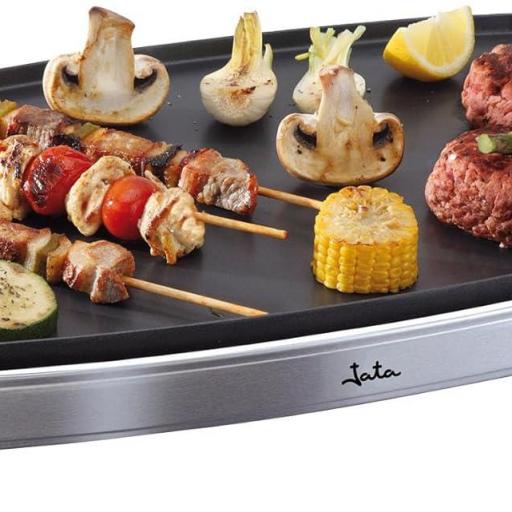 Jata  Plancha de Asar Superficie 44,5 x 30 cm Apta para el Lavavajillas con Bandeja Colectora de Salsas 2200 W 
