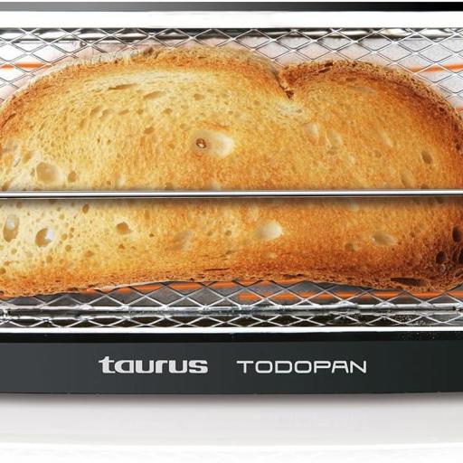  Tostadora Taurus Todopan -para Todo Tipo de Pan, 700W, Doble Área de Tostado, Sistema de Fijación Práctico, Rejilla Acero Inoxidable con Goma Antideslizante, Toque Frío, Negro [0]