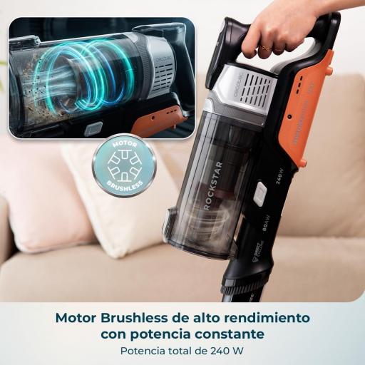  Aspiradora Escoba sin Cable Cecotec . 240W, Potencia de Succión 80AW y 20kPa, Cepillo Antienredos Hairless, Autonomía 45mins, Luz LED Verde, Tubo Flexible, Diseño Ligero [2]