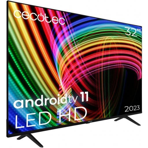 TV LED Cecotec  A3 Series 32 Pulgadas, Full HD, Android TV 11, Cortex A55, HDR 10, Sistema Dolby, Chromecast, Google Voice Assistant, HBBTV, Bluetooth, Frameless [Clase de eficiencia energética E]
