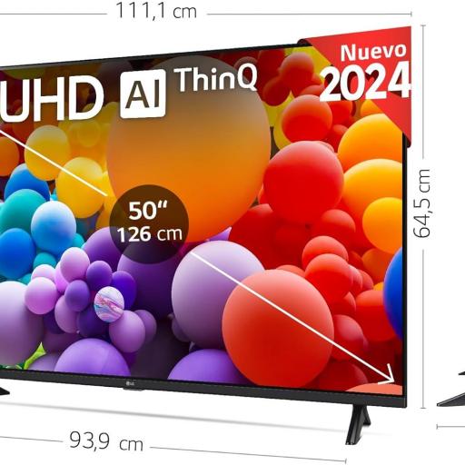 TV LG  50 ",UHD 4K, Serie UT73, Smart TV, WebOS24, Procesador a5, HDR10, Dolby Digital Plus, SmartTV, 3840x2160, Negro 