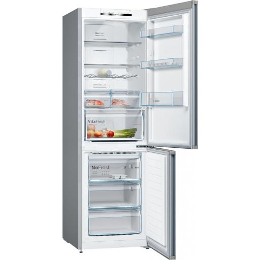 Frigorífico combi - Bosch No Frost, 186x60 cm, Cajón VitaFresh, EasyAccess, Inox antihuellas [1]