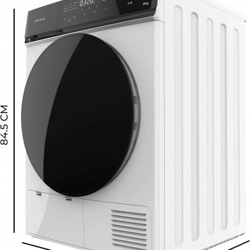 Secadora Bomba de calor blanca cecotecde 8 kg, Clase E (antigua clase A++), Full Touch, 15 programas, secado automático, giro bidireccional del tambor, Planchado Fácil, Stop&Go, tambor inox, función Silence, Delay Start, KidLock [2]