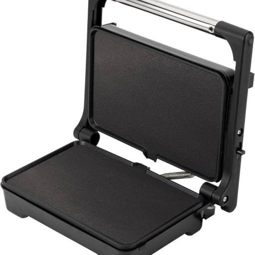 JATA - Grill de asar doble 1500 W | Parrilla eléctrica con apertura 180° y tapa basculante | Termostato regulable | Placas lisas antiadherentes 26 x 16,5 cm libres de PFOA | Cocina sana [3]