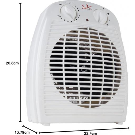 JATA  Calefactor Baño Eléctrico con Termostato Ajustable, 2000 W, 2 Potencias de Calor y Ventilador, Calentamiento Rápido, Protección Sobrecalentamiento, Asa de transporte [1]