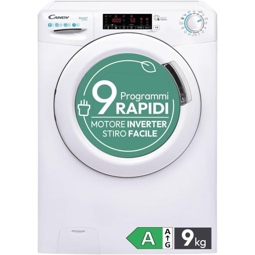  Lavadora Candy 9 KG, 1400 RPM, Display Digit Touch, Tecnología NFC, Hygiene +, 16 Ciclos, 9 Rápidos, Motor Inverter [Clase de eficiencia energética A] [0]