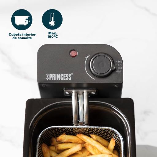  Freidora de aceite princess Zona Fría, 2000 W, Volumen de 3 L, Temperatura hasta 190ºC, Negro [3]
