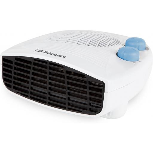 Calefactorhorizontal orbgozo modo ventilador, calor instantáneo, termostato ajustable, 2 niveles de potencia, 2000 W, Color Negro, Blanco [0]