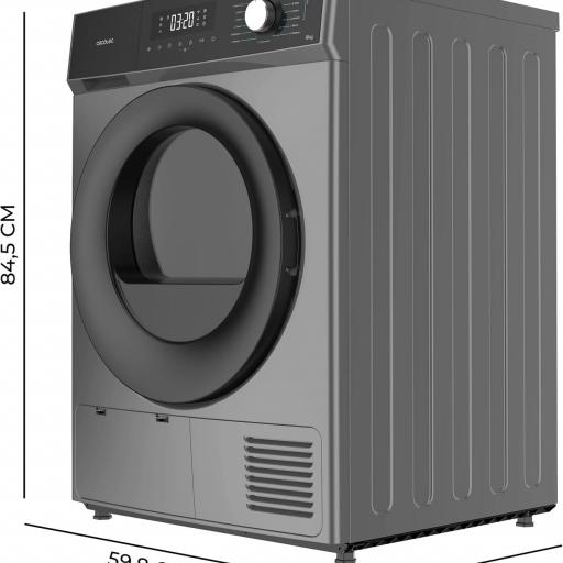 Secadora bomba de calor steel con capacidad de 8kg, clase E (equivalente a clase E), 15 programas y funciones como secado automático, giro bidireccional del tambor, Planchado Fácil, Stop&Go, Silence, Delay Start y KidLock [2]