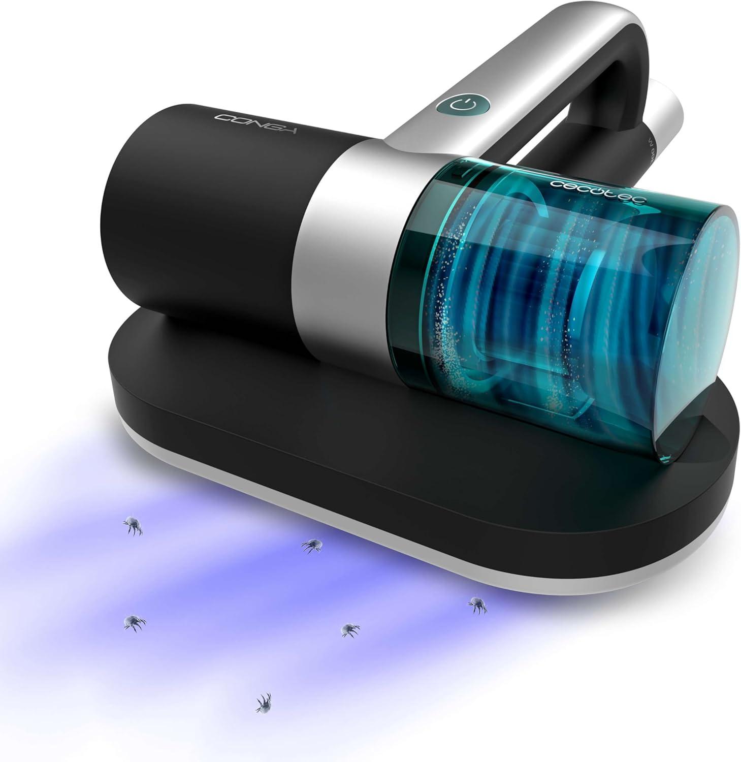 Aspirador de Colchones y Tapicerías de Mano Cecotec 300W, 10kPa, Luz Ultravioleta UV-C, Tecnología con Cepillo Motorizado y Aire Caliente, Retiene Alérgenos