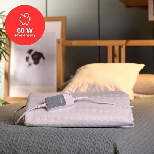 Calientacamas Solac  Norway 150x80cm | 60W | Tecnología Sensfort | Sistema de protección | 3 Temperaturas | Auto Apagado | Extra Suave | con Mando electrónico | Lavable a máquina hasta 30ºC [1]