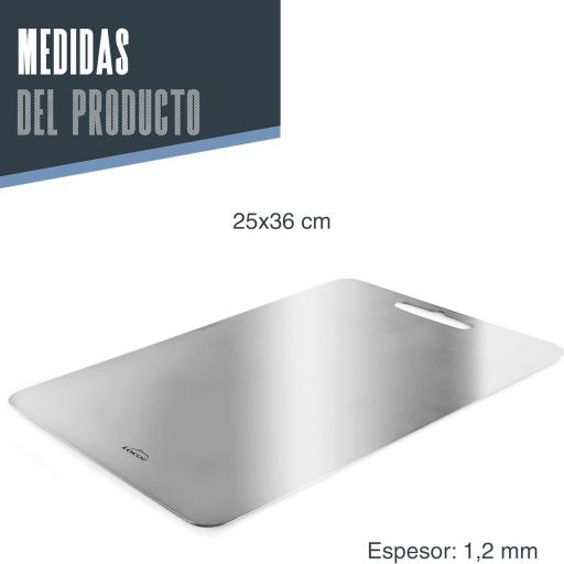 Tabla de Cortar Titanium, Titanio Puro 99%, 25 x 36 cm | Superficie de corte higiénica y estable; una pieza versátil y resistente, pensada para el uso continuado en cualquier cocina [2]