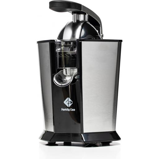  Exprimidor de Naranjas Electrico Family Care 160W, Cuerpo y Filtro de Acero Inoxidable, 2 Conos Desmontables, Boquilla Antigoteo, Piezas Aptas para Lavavajillas [0]