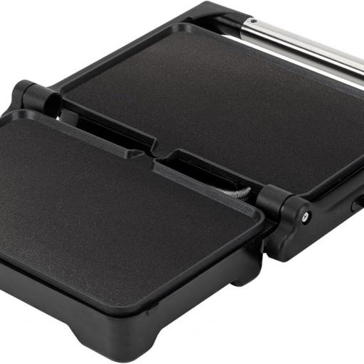 JATA - Grill de asar doble 1500 W | Parrilla eléctrica con apertura 180° y tapa basculante | Termostato regulable | Placas lisas antiadherentes 26 x 16,5 cm libres de PFOA | Cocina sana [0]