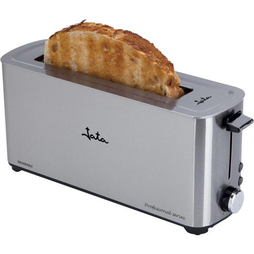  Tostadora jata de Boca Ancha Inox, Ranura de 255 mm x 40 mm, 5 posiciones de tostado, Centrado automático del pan, Cuerpo toque frío, Descongela, Recogemigas, Mantiene Calor, 1000 W [0]