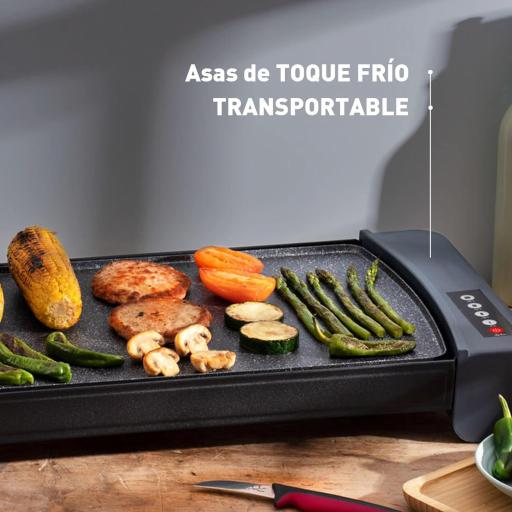  Plancha de asar Jata 2600w 4 temperaturas. Resistencia en M para una distribución del calor por toda la superficie. De gran superficie: 46 x 28 cm. Fácil limpieza. Antiadherente [3]